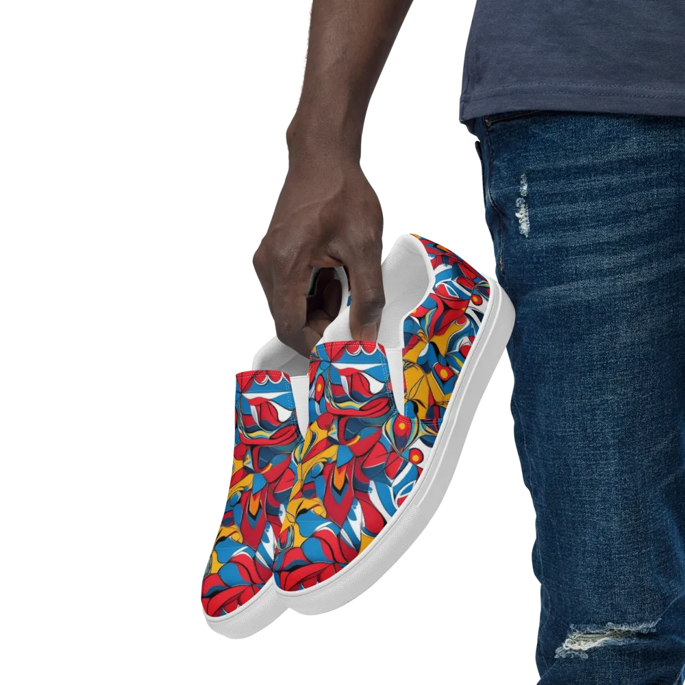 Carnival Petal on Men's Slip-On Canvas Shoes — Left Front