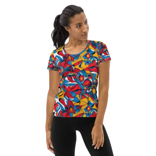 Carnival Petal on a Women's Athletic T-Shirt