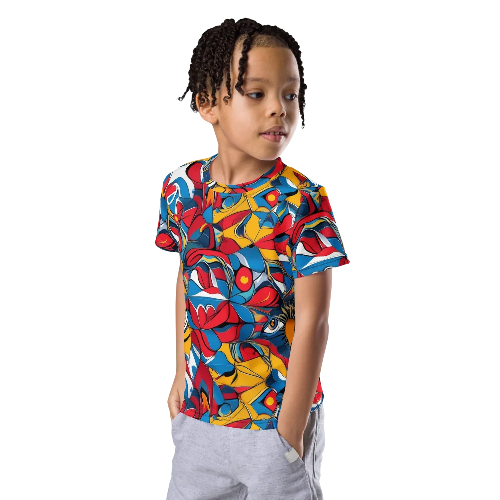 Carnival Petal on Kids Crew Neck T-Shirt — Left Front