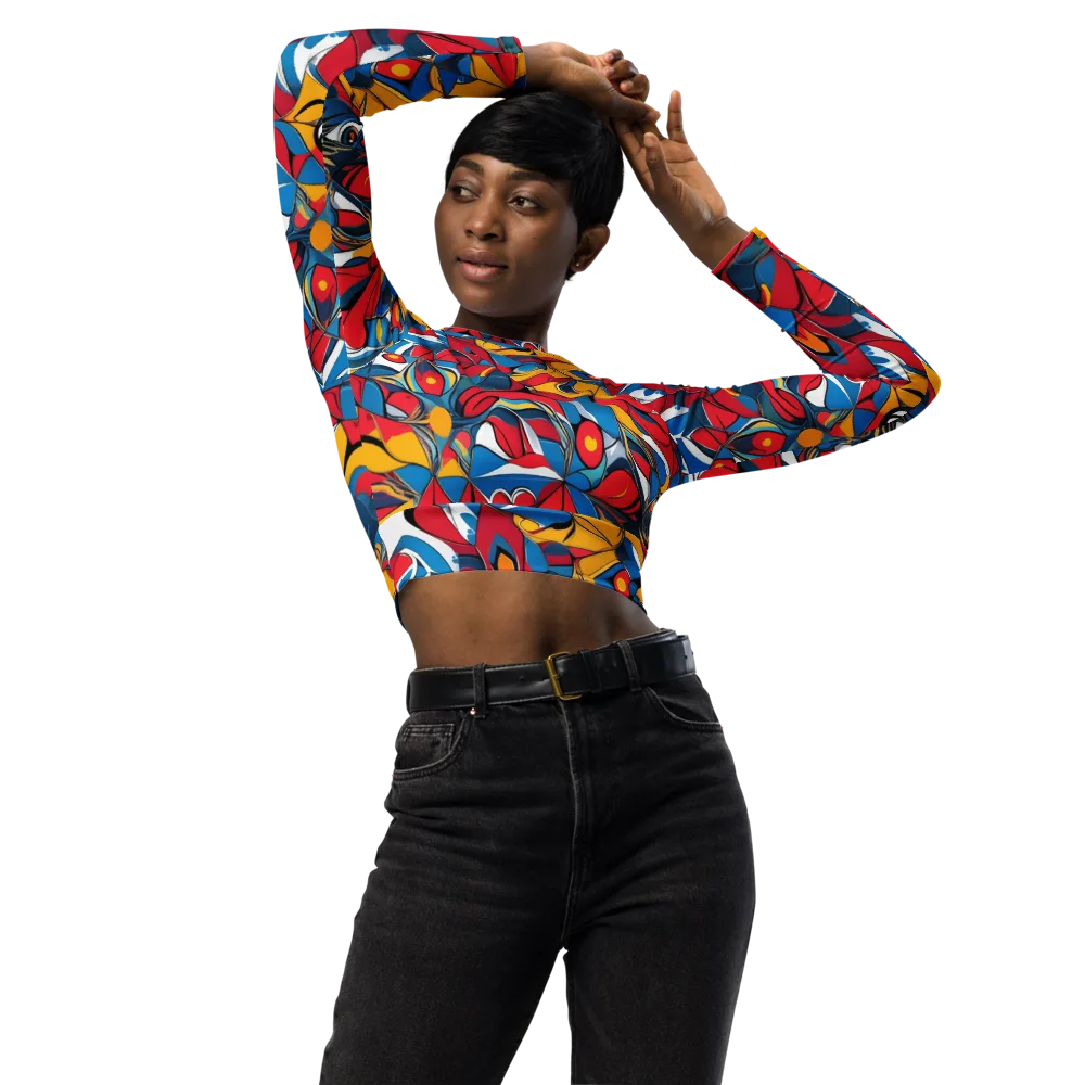 Carnival Petal on Long Sleeve Crop Top — Front