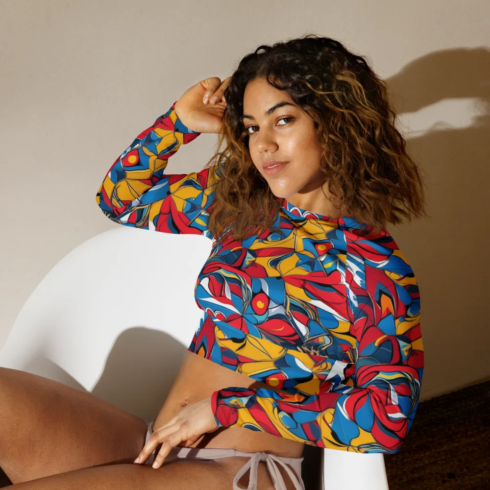 Carnival Petal on Long Sleeve Crop Top — Left Front