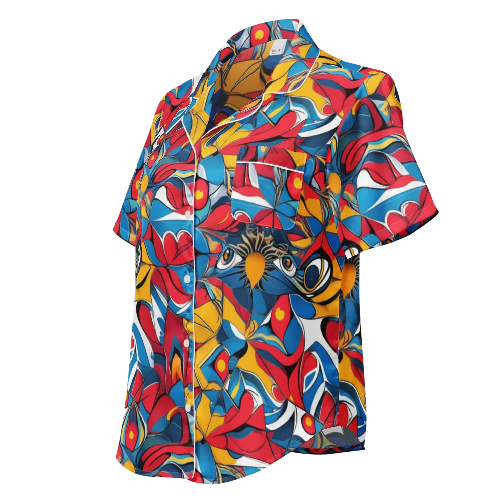 Carnival Petal on Women's Short Sleeve Pajama Top — Left Front