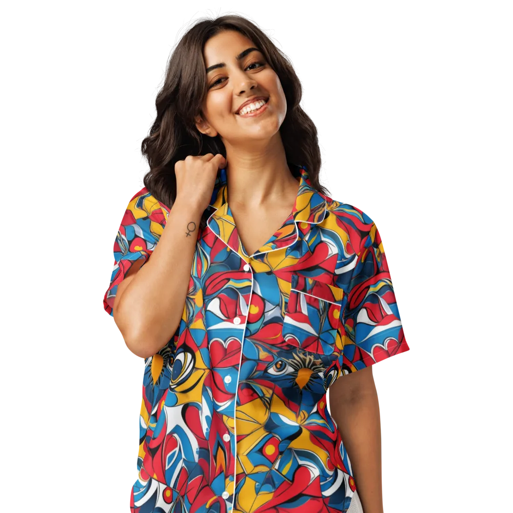 Carnival Petal on Women's Short Sleeve Pajama Top — Front