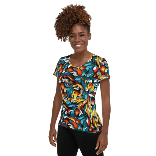 Ember Petal on a Women's Athletic T-Shirt