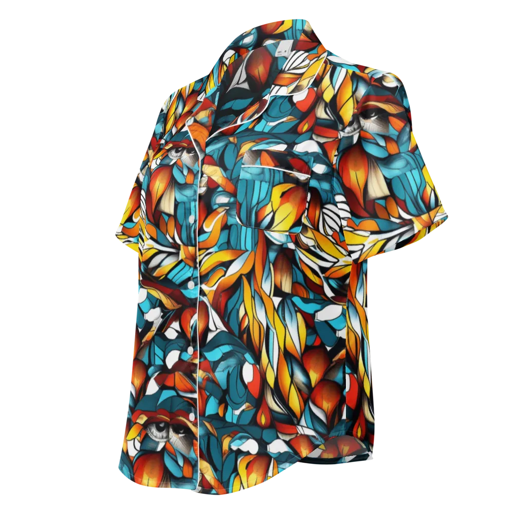 Ember Petal on Women's Short Sleeve Pajama Top — Left Front