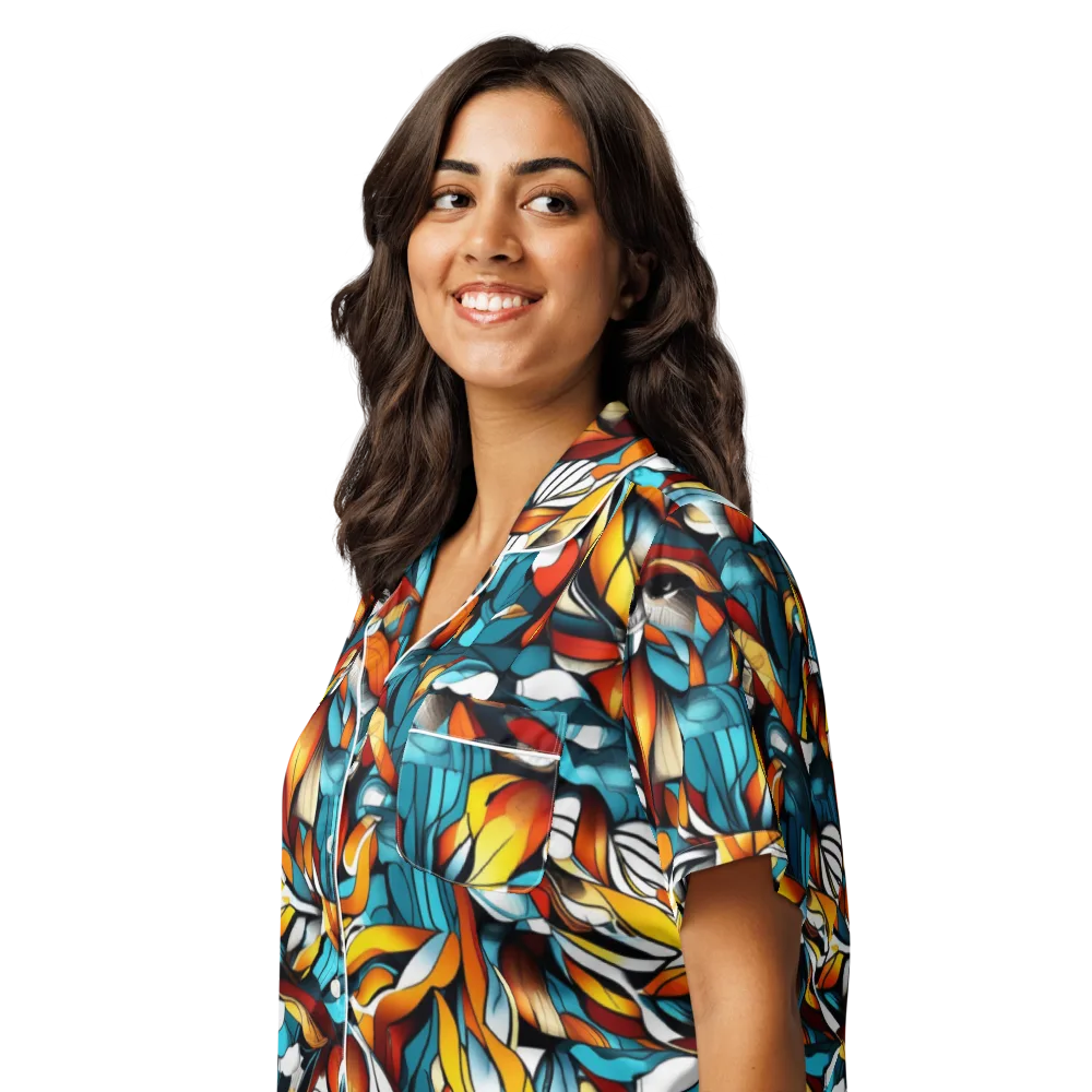 Ember Petal on Women's Short Sleeve Pajama Top — Left Front