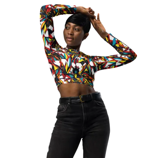 Inferno Botanica on a Long Sleeve Crop Top