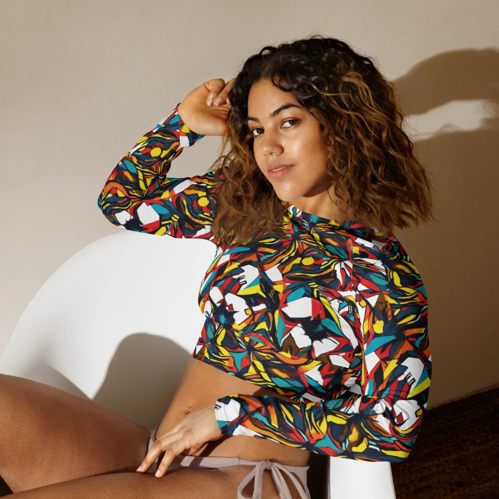 Inferno Botanica on Long Sleeve Crop Top — Left Front