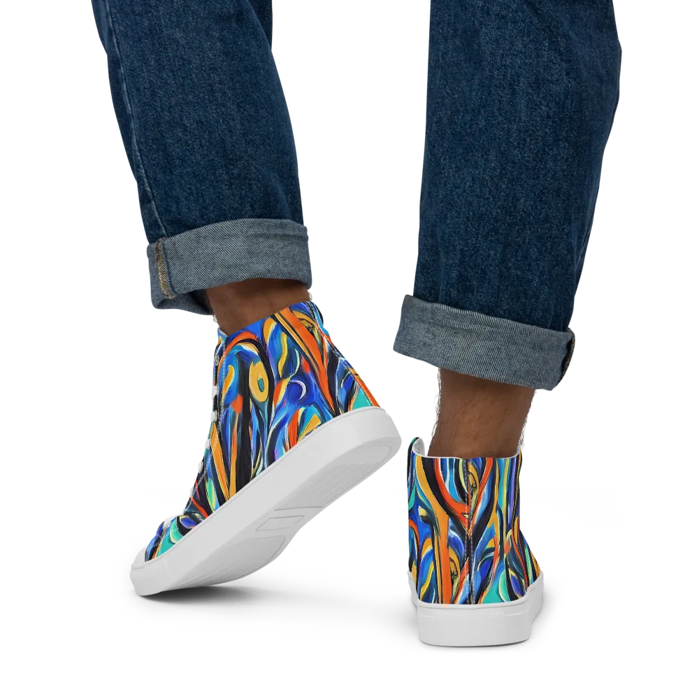 Carr's Whirl on Men's High Top Canvas Shoes — Back