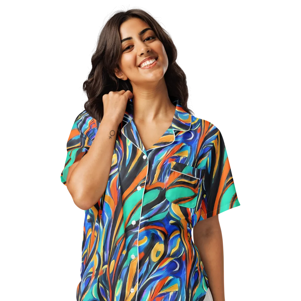 Carr's Whirl on Women's Short Sleeve Pajama Top — Front