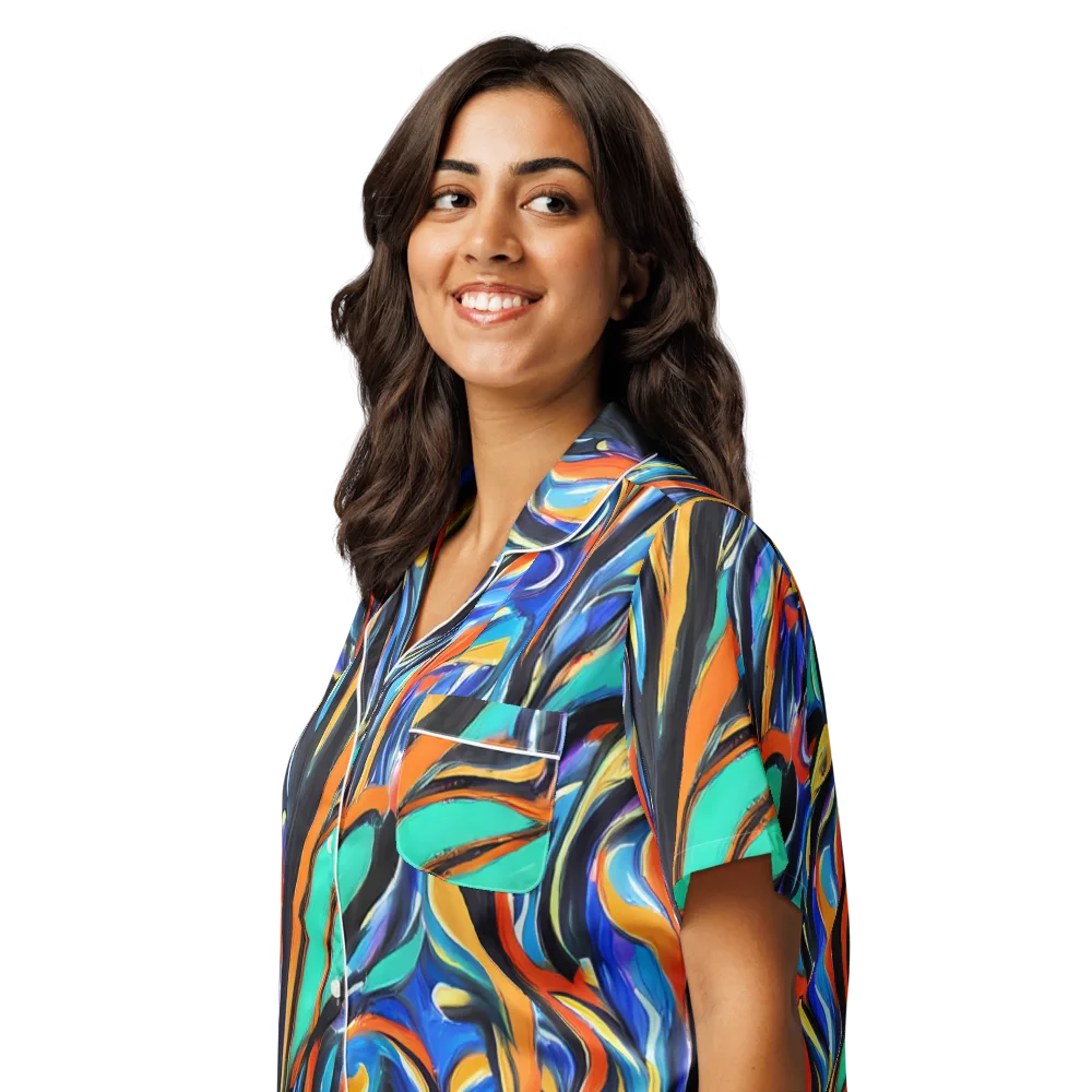 Carr's Whirl on Women's Short Sleeve Pajama Top — Left Front