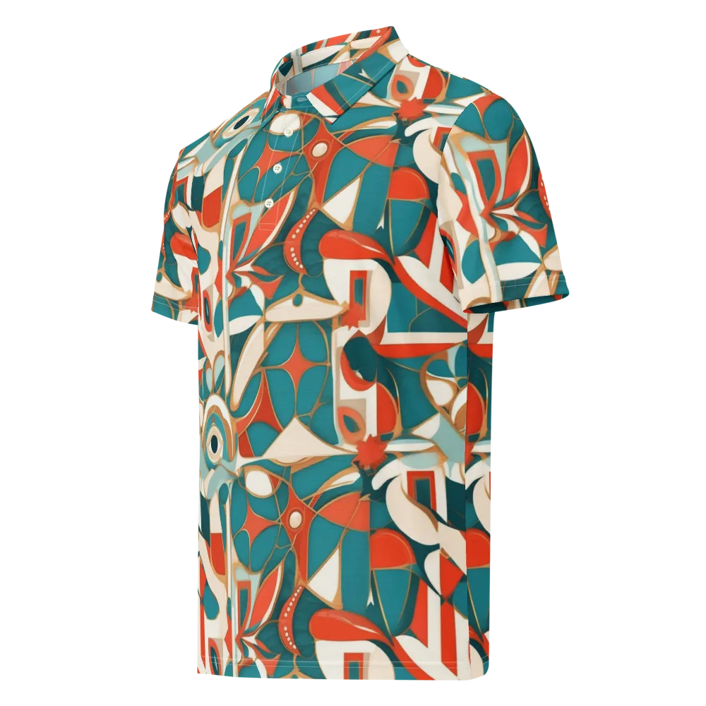 Teal Ember Mosaic on Men's Slim Fit Polo Shirt — Left Front