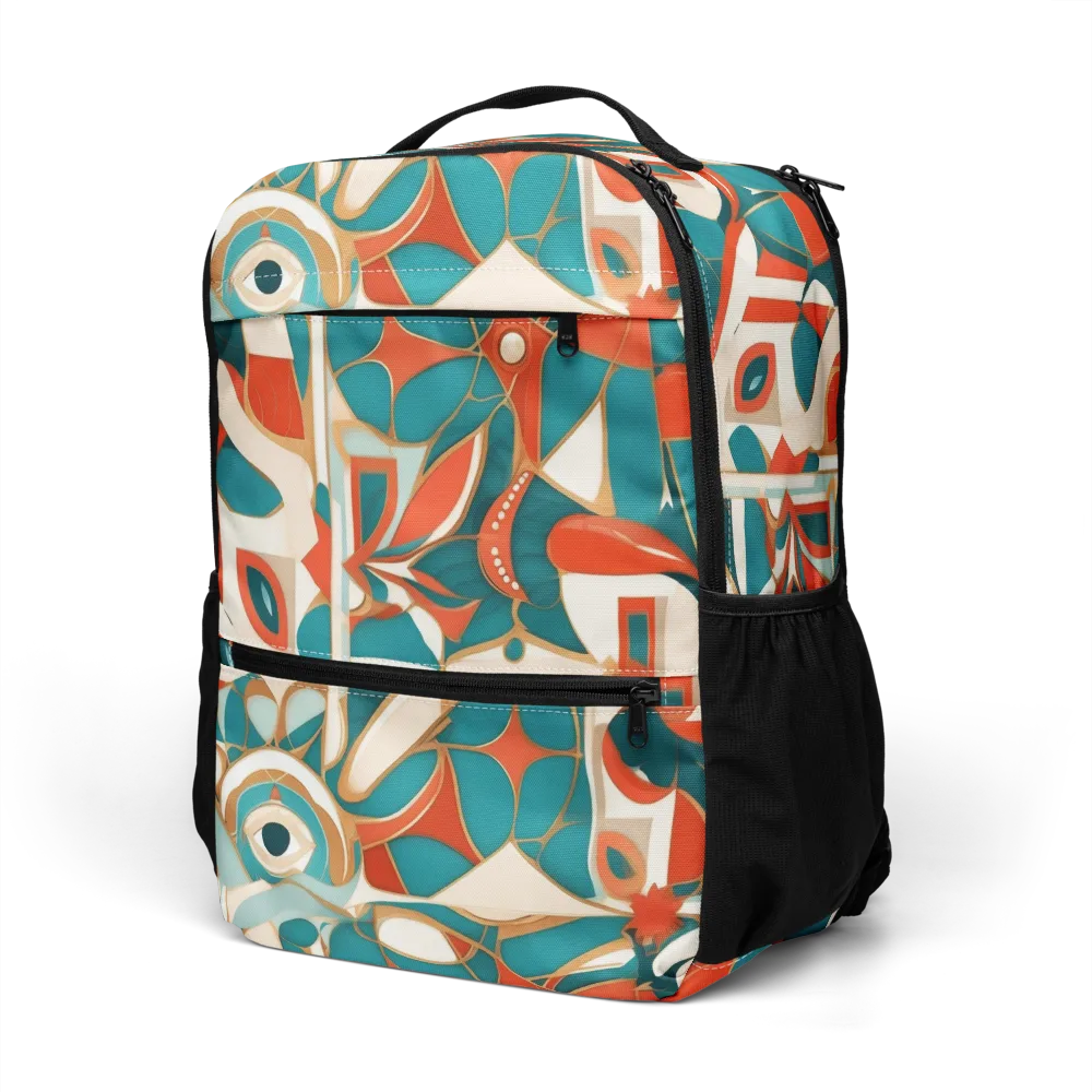 Teal Ember Mosaic on Utility Backpack — Left Front