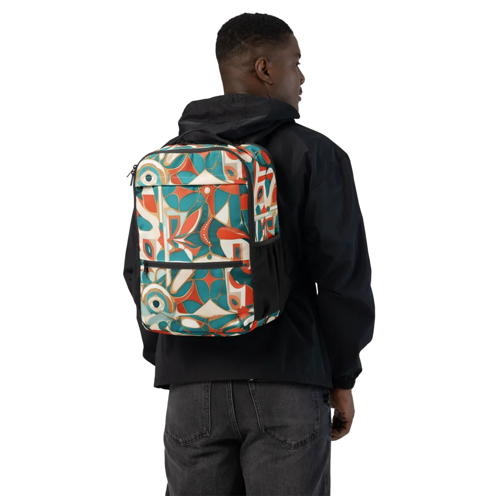 Teal Ember Mosaic on Utility Backpack — Back