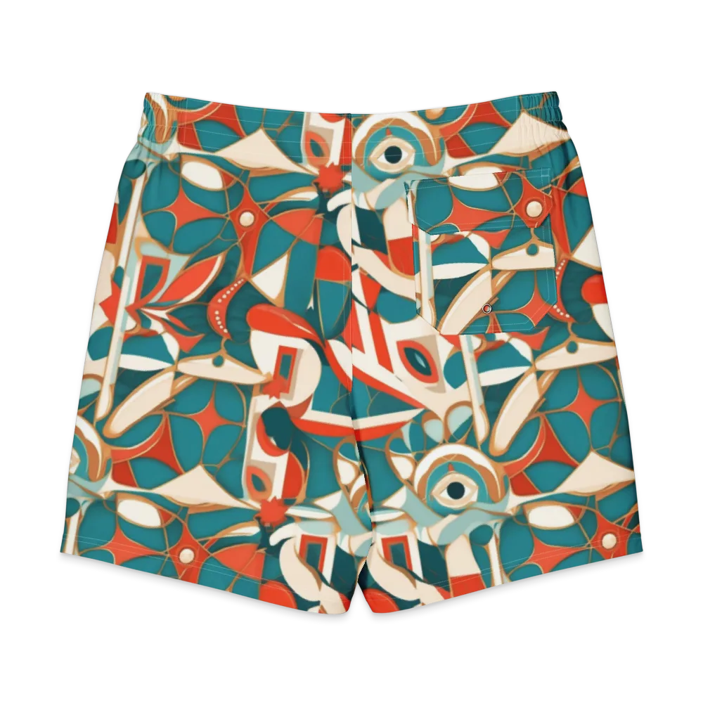 Teal Ember Mosaic on Men's Board Shorts — Back