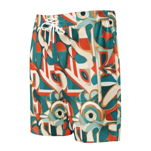 Teal Ember Mosaic on a Men's Board Shorts
