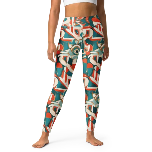 Teal Ember Mosaic on a Yoga Leggings