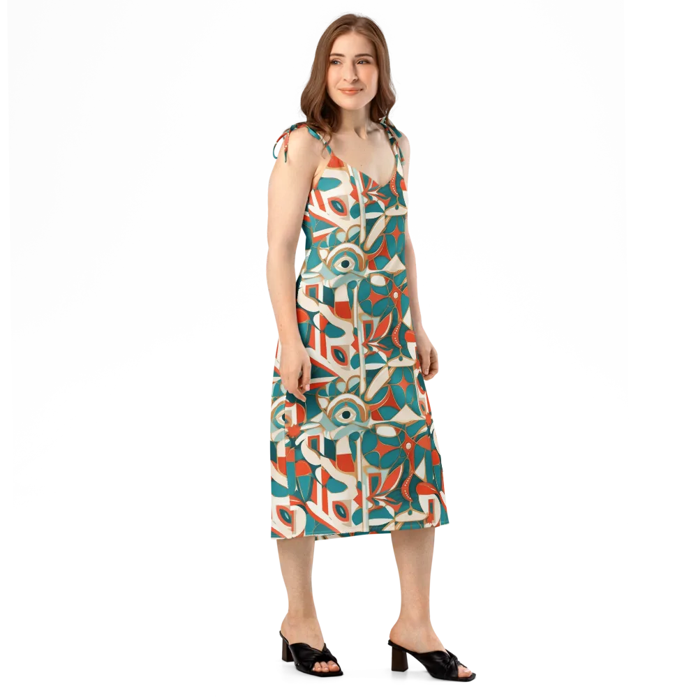 Teal Ember Mosaic on Slip Dress — Right Front