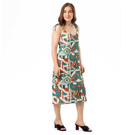 Teal Ember Mosaic on a Slip Dress