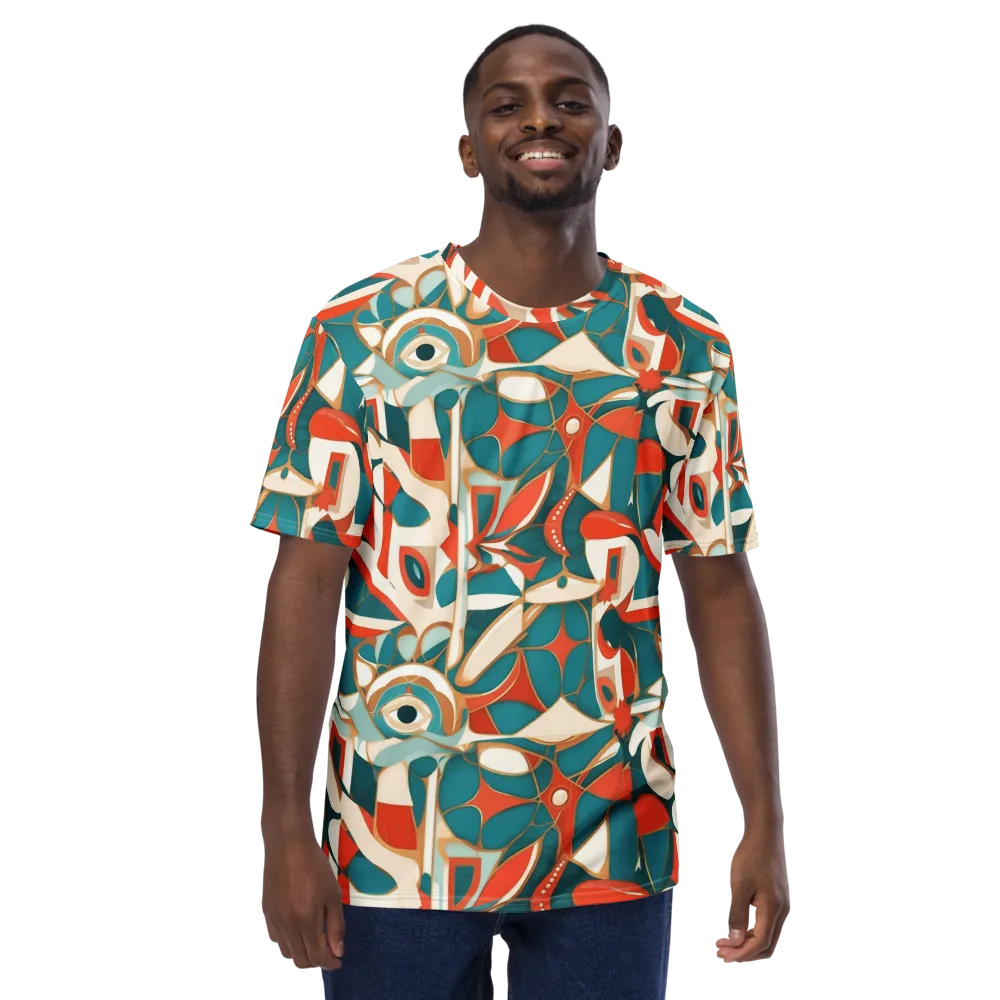 Teal Ember Mosaic on Men's Crew Neck T-Shirt — Front