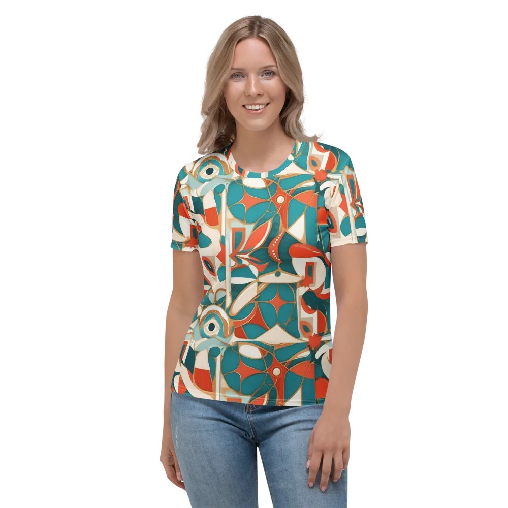 Teal Ember Mosaic on Women's Crew Neck T-Shirt — Front