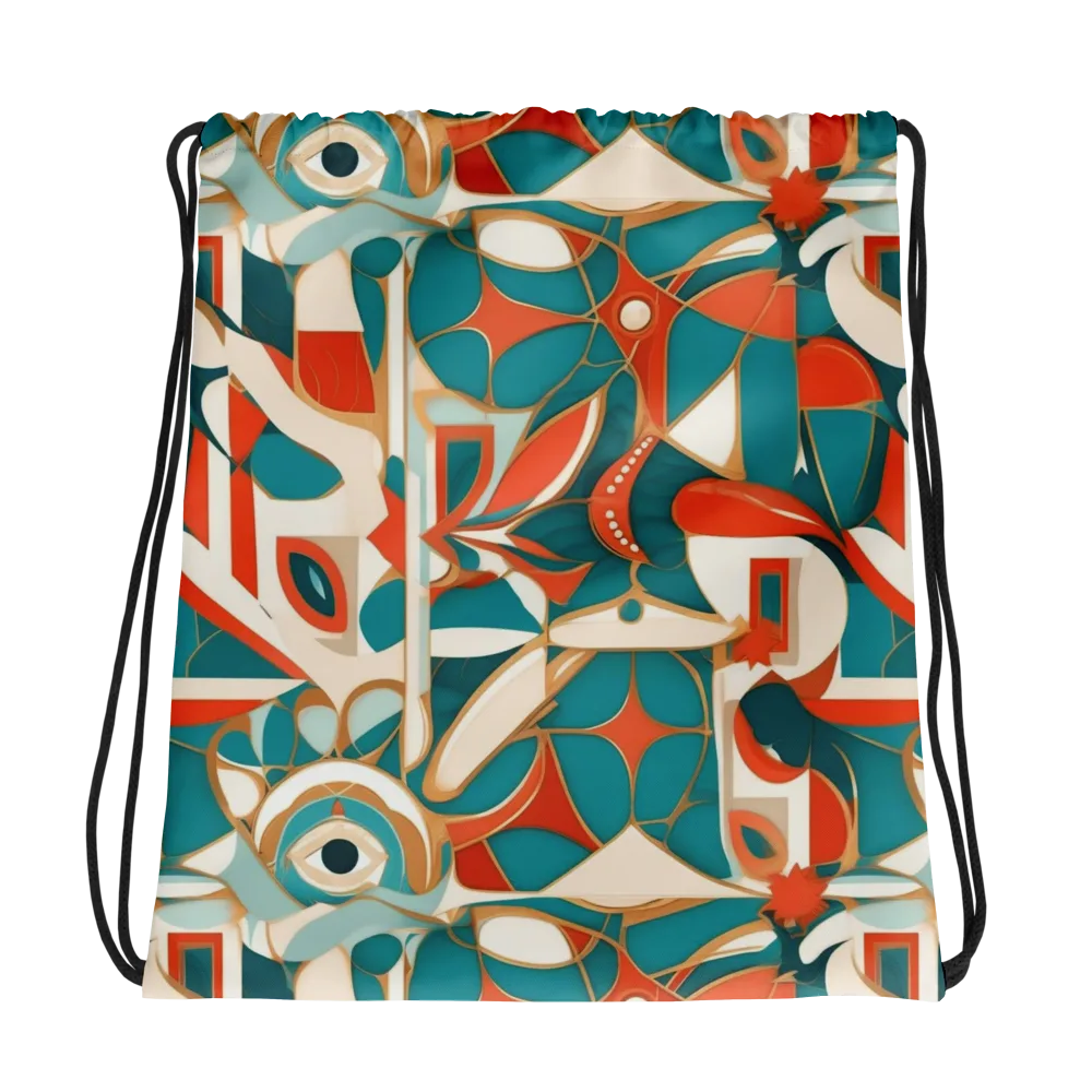 Teal Ember Mosaic on Drawstring Bag — Photo