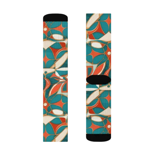 Teal Ember Mosaic on a Socks