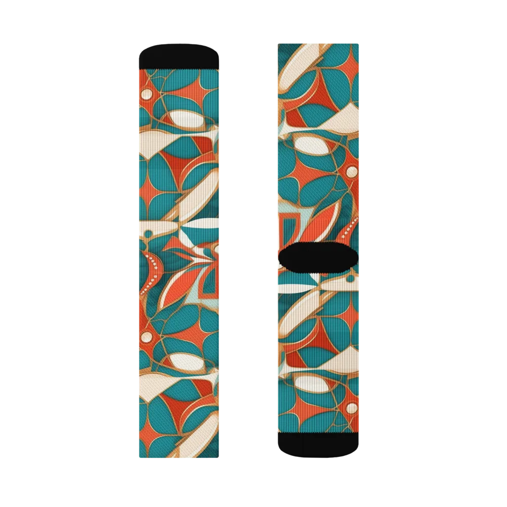 Teal Ember Mosaic on Socks — Right Sock