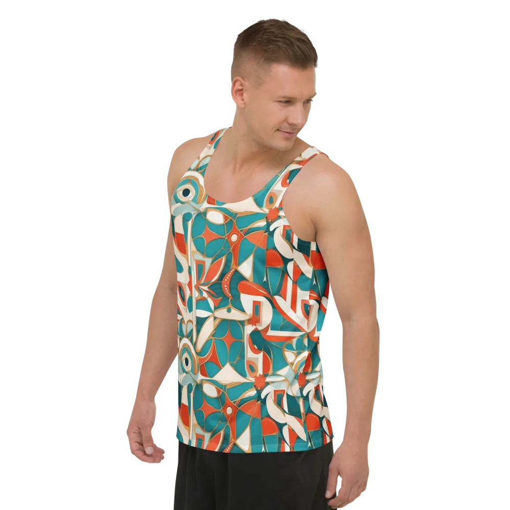 Teal Ember Mosaic on Men's Tank Top — Left Front