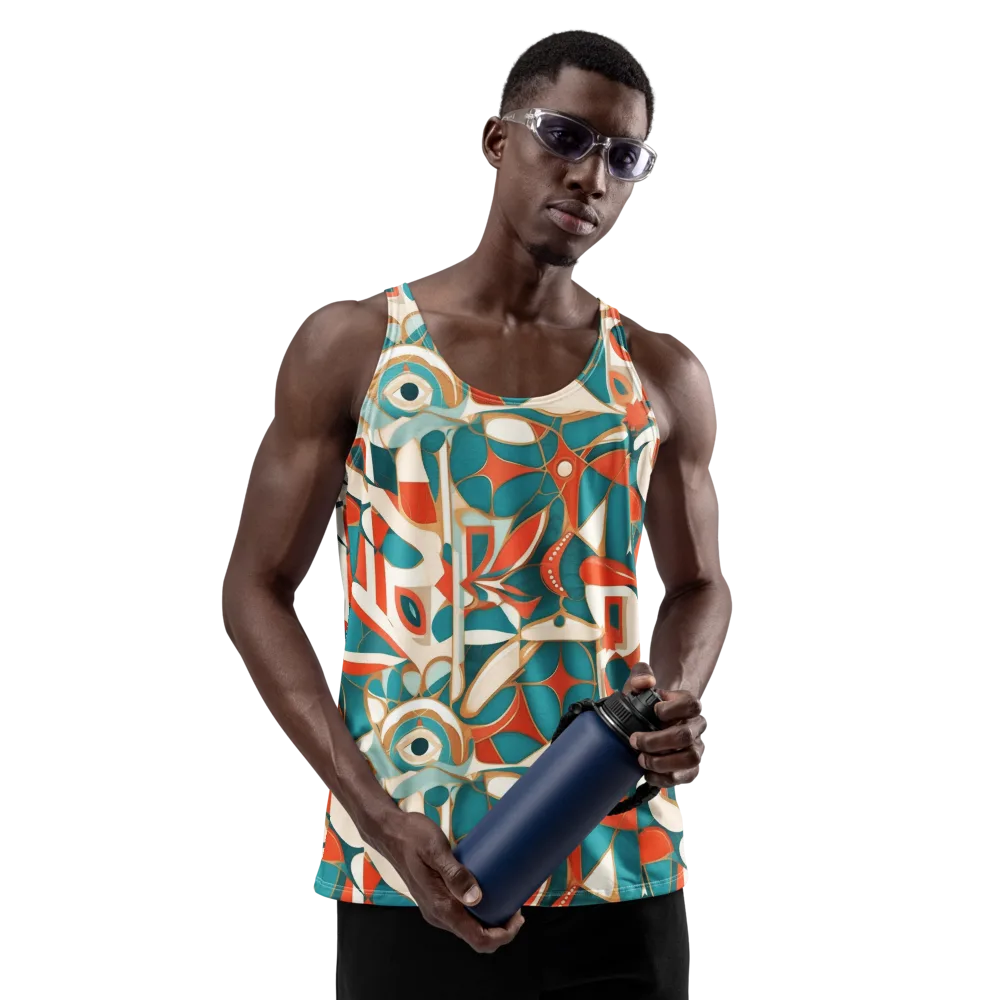 Teal Ember Mosaic on Men's Tank Top — Front