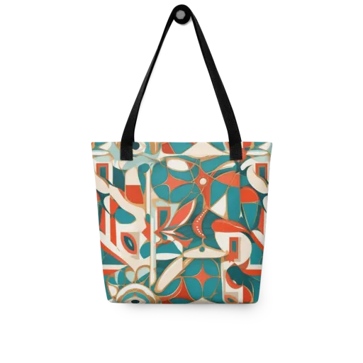 Teal Ember Mosaic on a Tote Bag