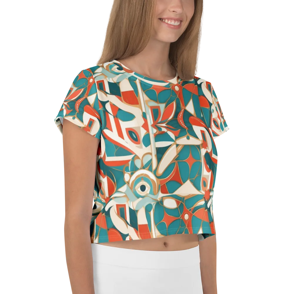 Teal Ember Mosaic on Crop Tee — Right