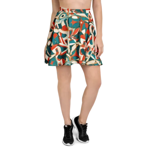 Teal Ember Mosaic on a Skater Skirt