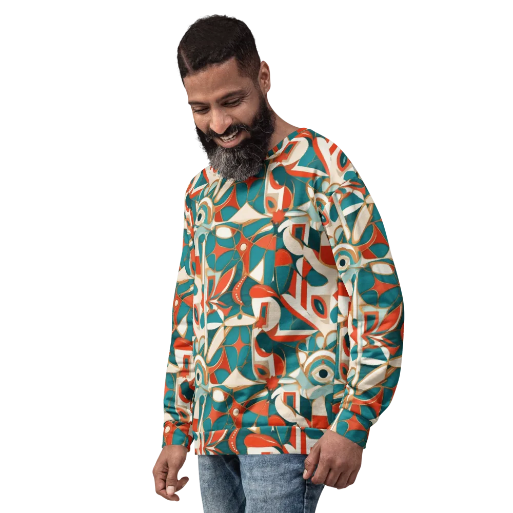 Teal Ember Mosaic on Sweatshirt — Left Front
