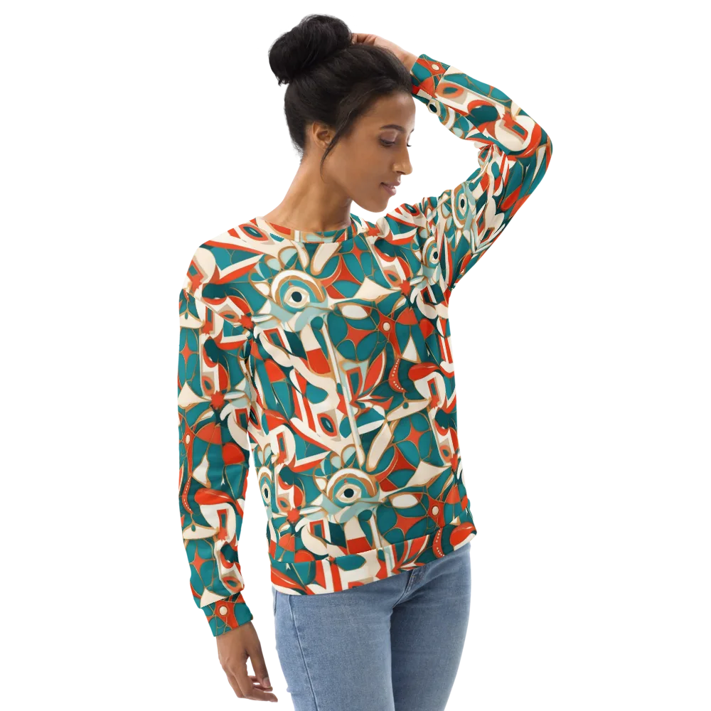 Teal Ember Mosaic on Sweatshirt — Right Front