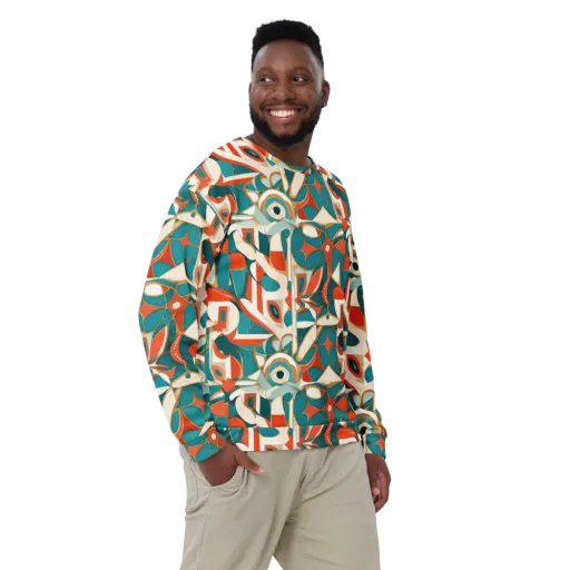 Teal Ember Mosaic on a Sweatshirt