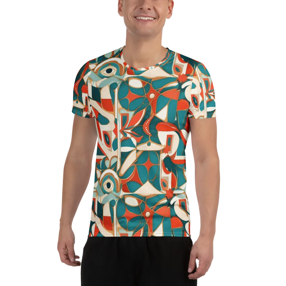 Teal Ember Mosaic on Men's Athletic T-Shirt — Front