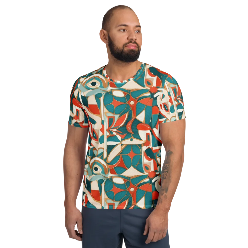 Teal Ember Mosaic on Men's Athletic T-Shirt — Front