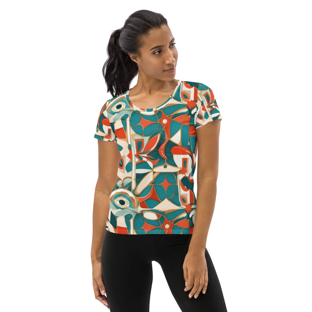 Teal Ember Mosaic on Women's Athletic T-Shirt — Front