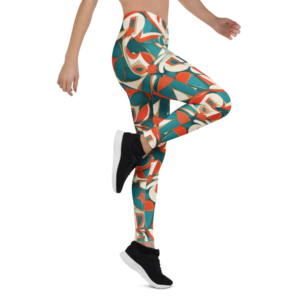 Teal Ember Mosaic on Leggings — Right
