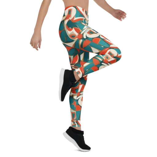 Teal Ember Mosaic on a Leggings