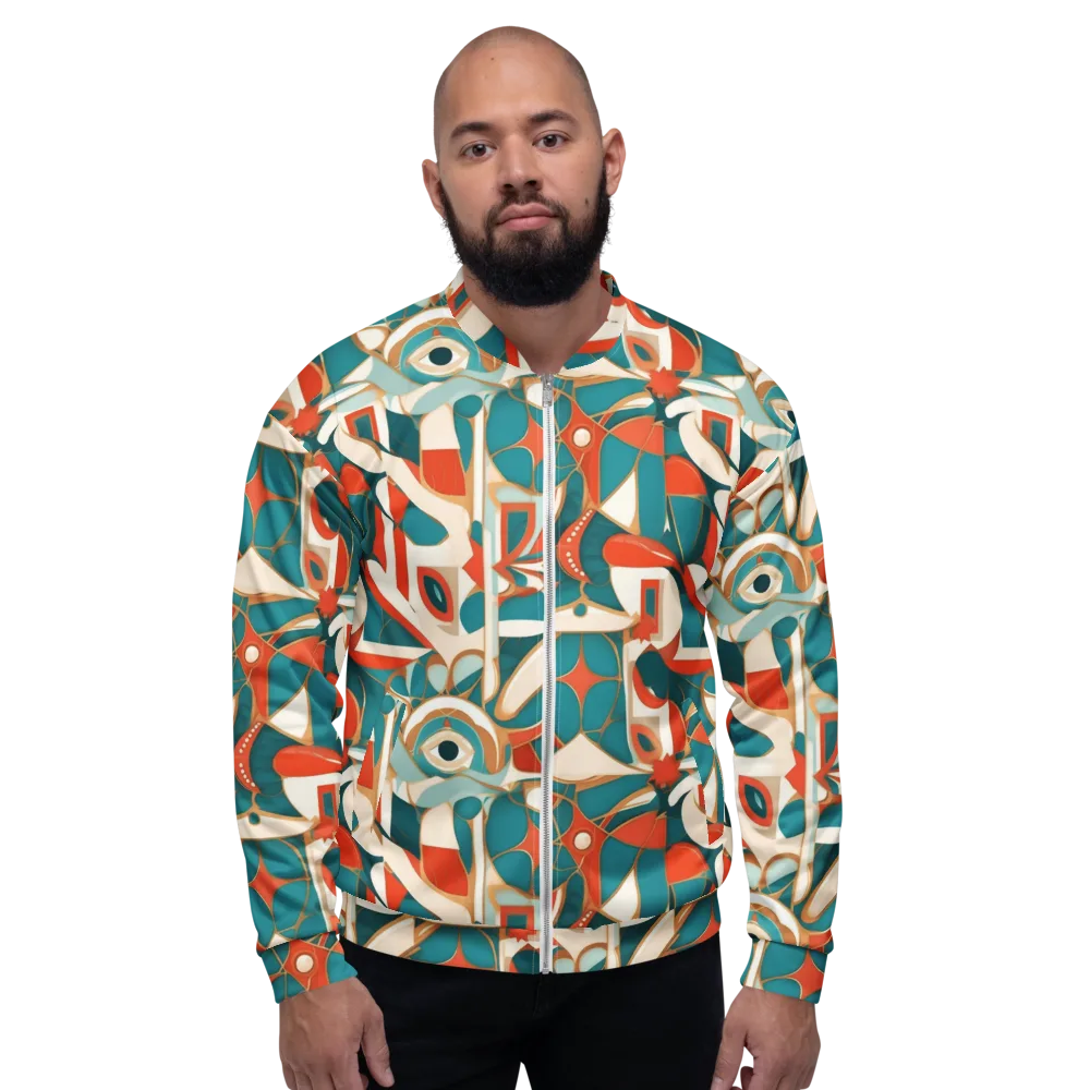 Teal Ember Mosaic on Bomber Jacket — Front