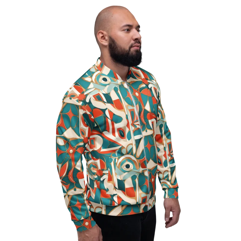 Teal Ember Mosaic on Bomber Jacket — Right