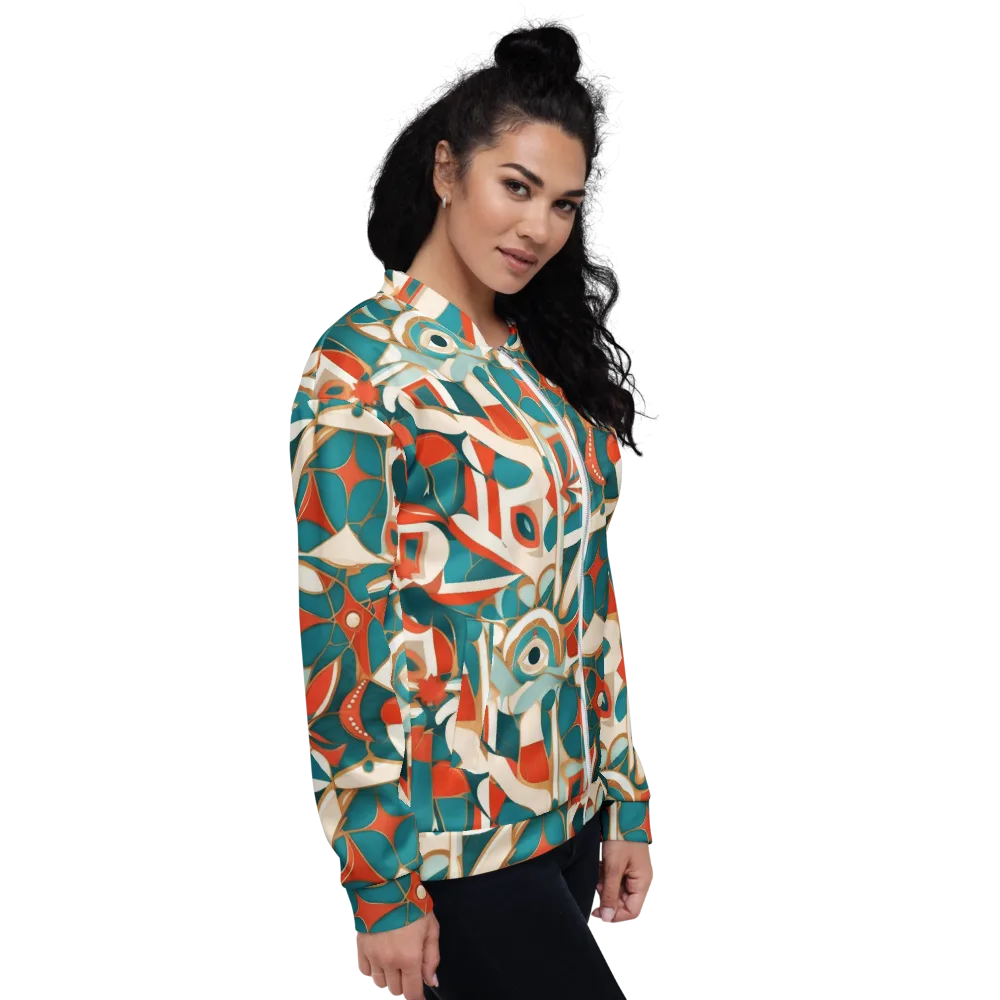 Teal Ember Mosaic on Bomber Jacket — Right