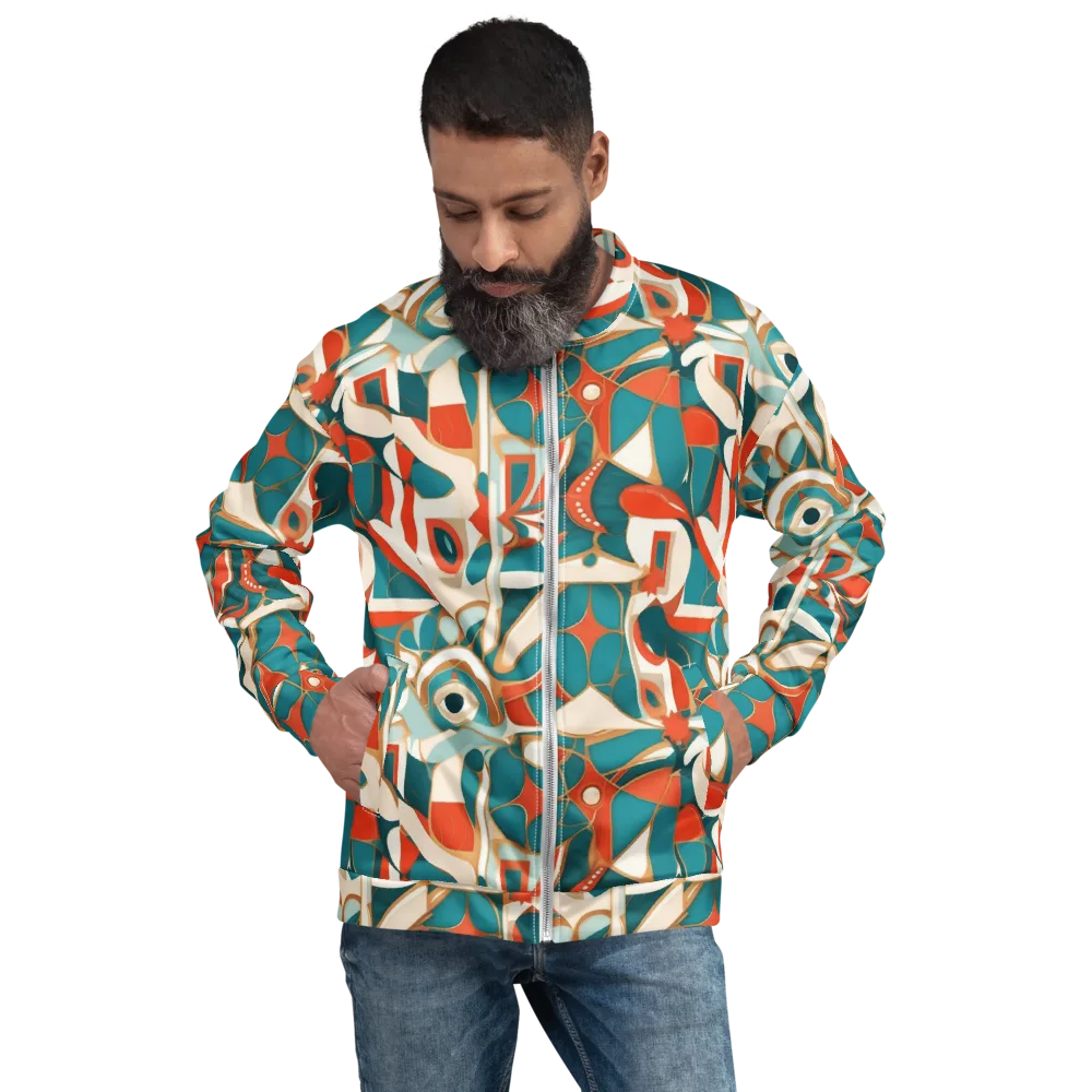Teal Ember Mosaic on Bomber Jacket — Front