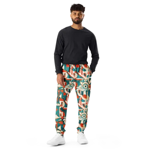 Teal Ember Mosaic on a Men's Joggers