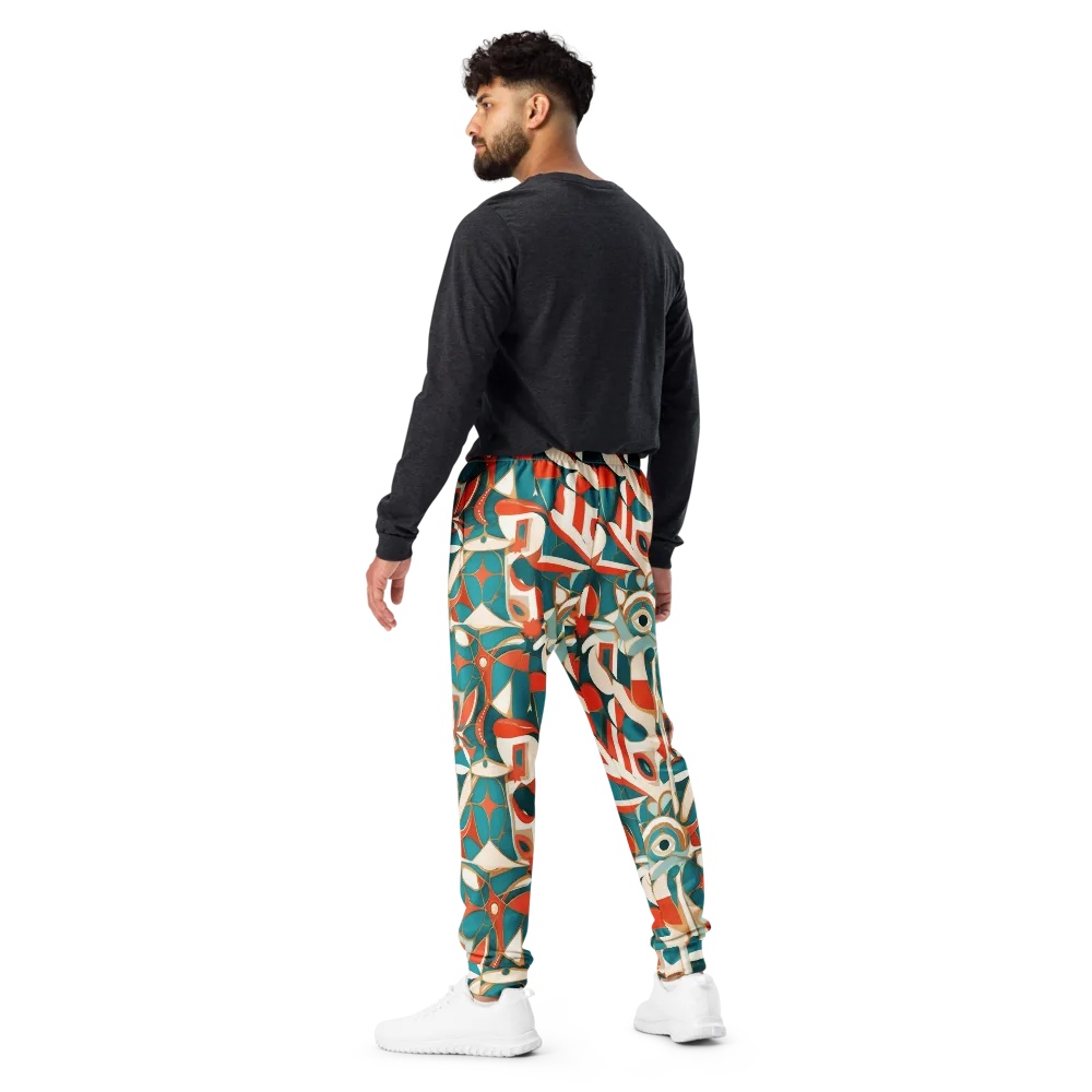 Teal Ember Mosaic on Men's Joggers — Back