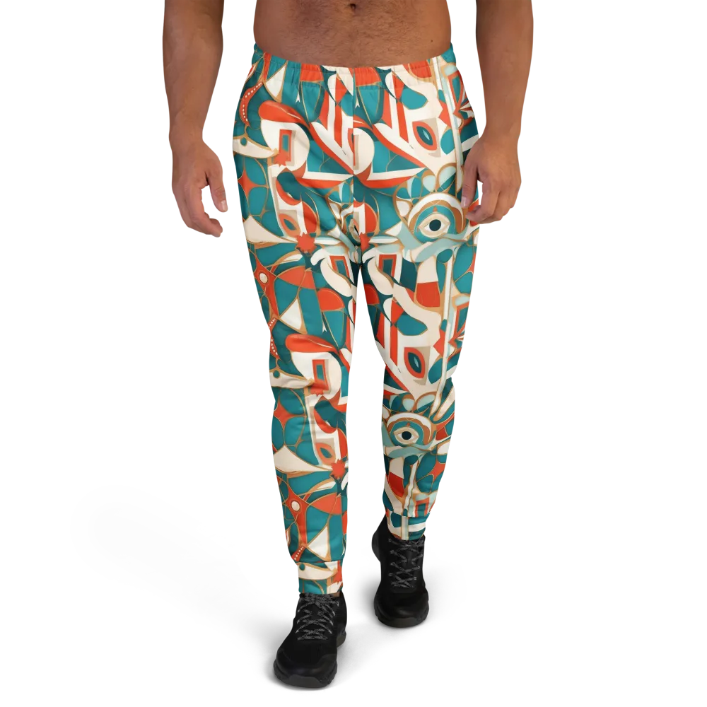 Teal Ember Mosaic on Men's Joggers — Front