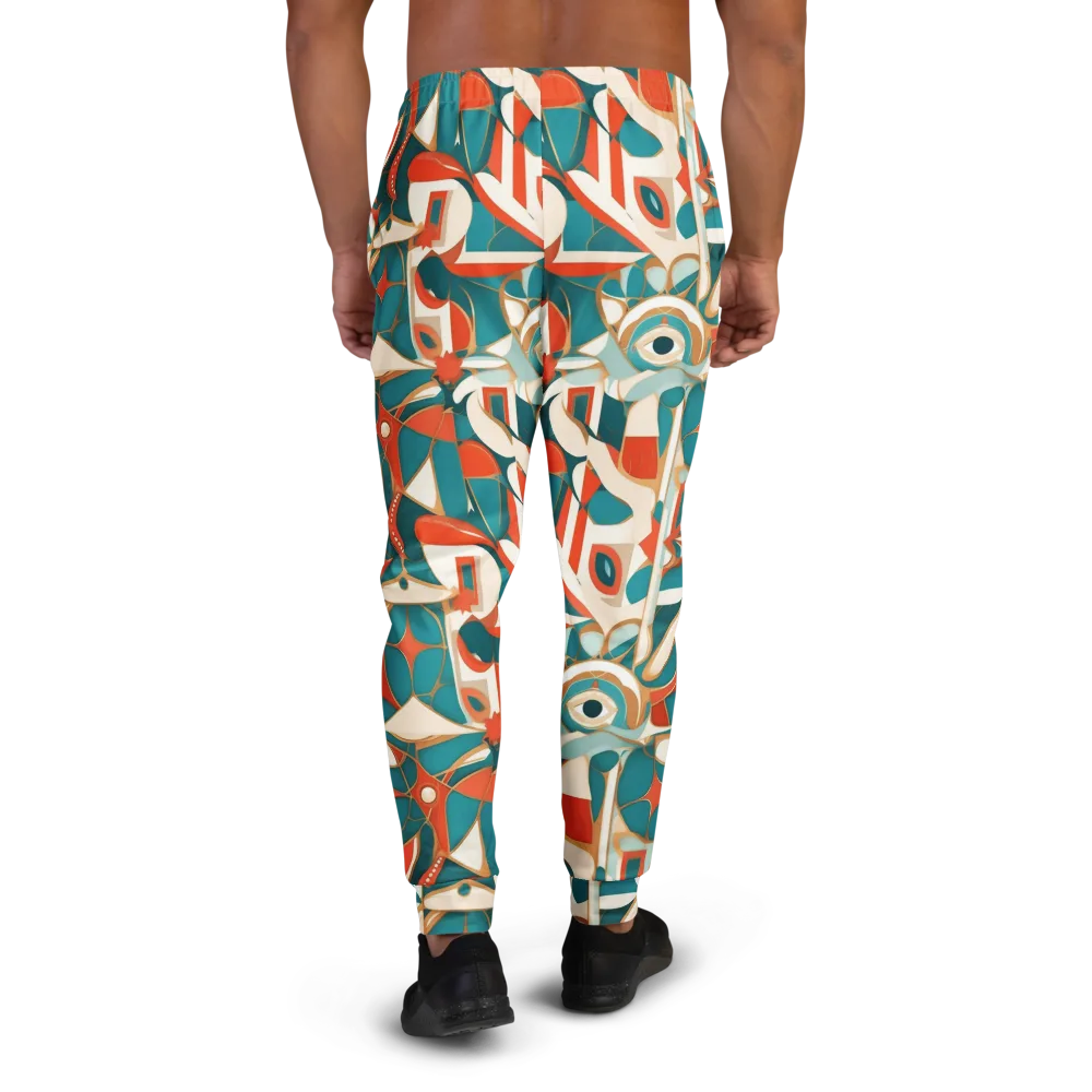 Teal Ember Mosaic on Men's Joggers — Back