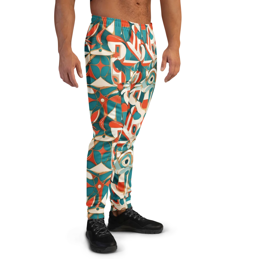 Teal Ember Mosaic on Men's Joggers — Right